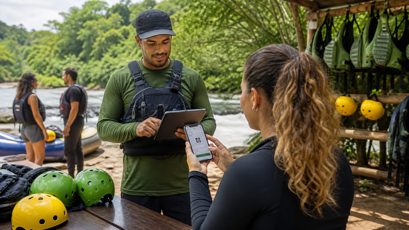 Opera&ccedil;&atilde;o de aventura usando tecnologia para organizar participantes antes da atividade